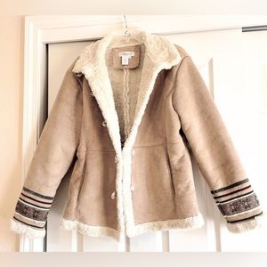 Coldwater Creek Vintage Southwestern Style Sherpa Jacket Sz Med